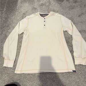 Eddie Bauer Men's Off-White Thermal Henley Long Sleeve Shirt